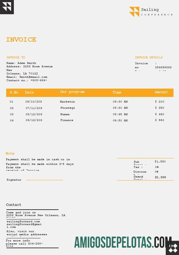 realista Modelo de fatura de conferência grátis